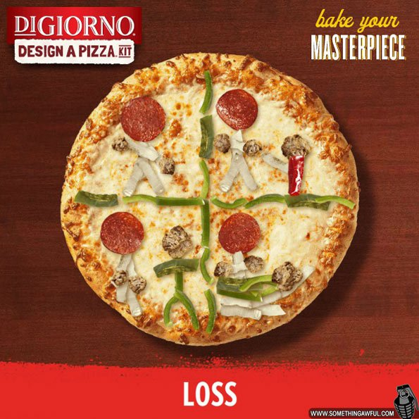 a pizza topping editor with toppings laid out to mimic loss.jpg